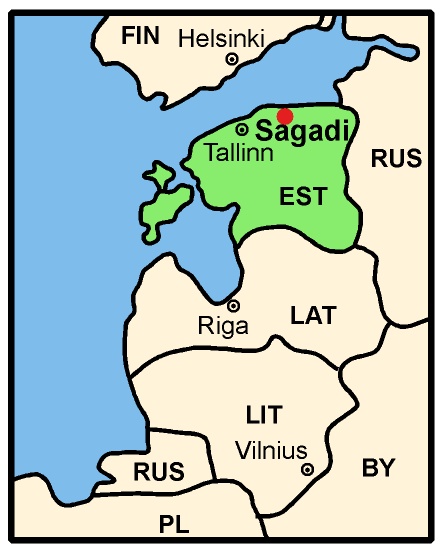 Map of Baltikum with Town of 1st EFOL Sagadi